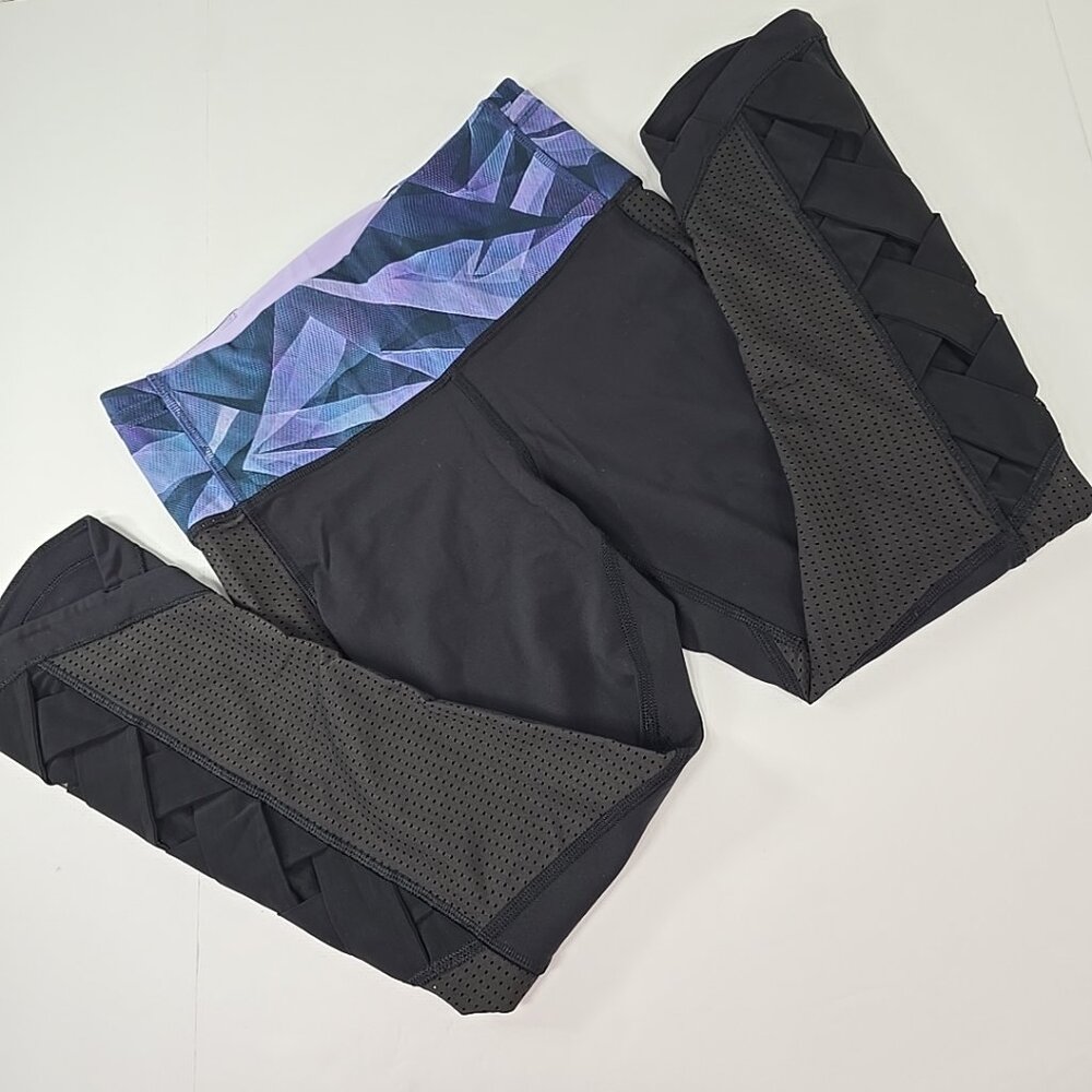 LULULEMON WOMEN'S SIZE 4 VAR-CITY CROP BLACK MESH / PRETTY CROPPED LEGGINGS EUC.